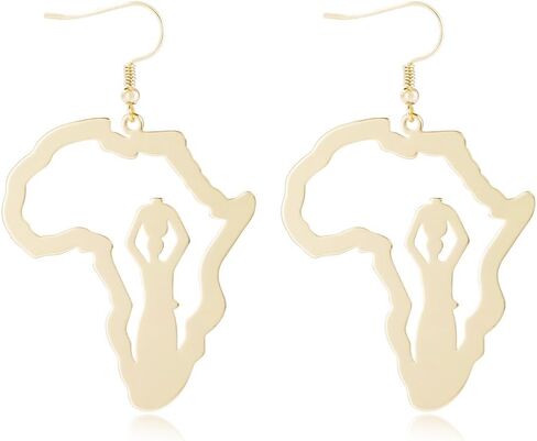 Trendy African American Woman Earrings Hollow Out Africa Map Dangle Earring in Saudi Arabia