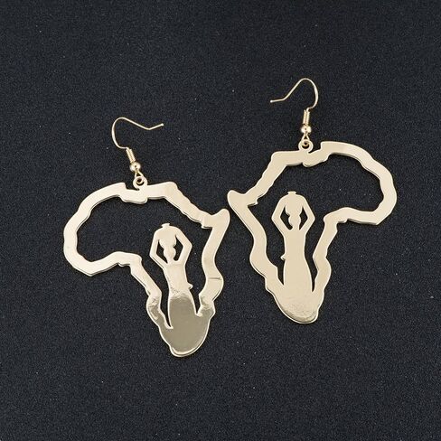 Trendy African American Woman Earrings Hollow Out Africa Map Dangle Earring in Saudi Arabia