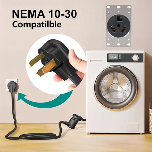 10FT 3 Prong Dryer 30A 10-30P to 10-30R / EV Extension Cord Level 2 EV Charging 125V/250V STW 10 Gauge Heavy Duty Extension Cord Blue Plug in Saudi Arabia