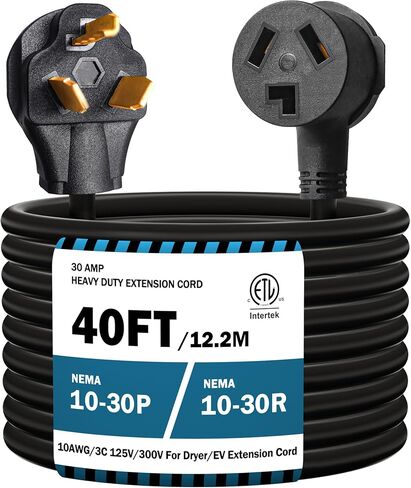 10FT 3 Prong Dryer 30A 10-30P to 10-30R / EV Extension Cord Level 2 EV Charging 125V/250V STW 10 Gauge Heavy Duty Extension Cord Blue Plug in Saudi Arabia