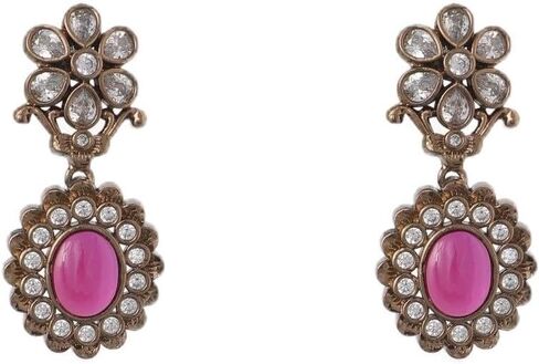 Tarinika Neetu Antique Jadau Chandbali Earrings - Indian Earrings for Women | Perfect for Ethnic Occasions | Traditional Indian Jewelry | 1 Year Warranty* in Kuwait