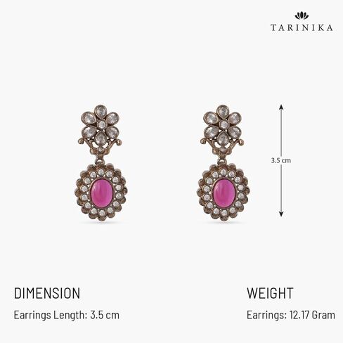 Tarinika Neetu Antique Jadau Chandbali Earrings - Indian Earrings for Women | Perfect for Ethnic Occasions | Traditional Indian Jewelry | 1 Year Warranty* in Kuwait