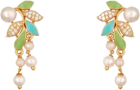 Tarinika Neetu Antique Jadau Chandbali Earrings - Indian Earrings for Women | Perfect for Ethnic Occasions | Traditional Indian Jewelry | 1 Year Warranty* in Kuwait