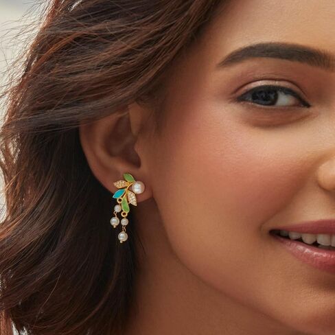 Tarinika Neetu Antique Jadau Chandbali Earrings - Indian Earrings for Women | Perfect for Ethnic Occasions | Traditional Indian Jewelry | 1 Year Warranty* in Kuwait