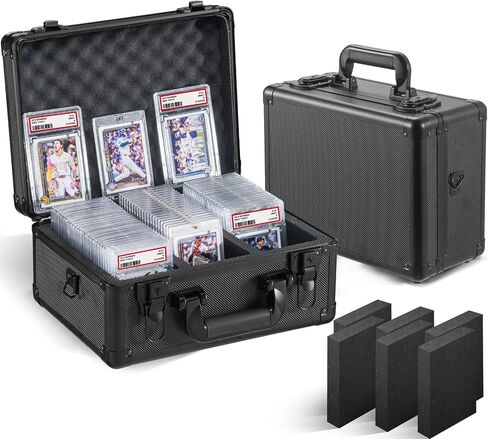 Graded Card Storage Box, Trading Cards Slab Carrying Case, 6 Row Black Hard Sports Cards Holder Boxes with 6 Dividers Fits for PSA BGS SGC Top Loaders Collection in Saudi Arabia