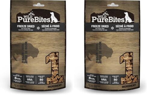 PureBites Wild Bison Freeze Dried Dog Treats, 1 Ingredient, Made in USA, 2.1oz in Saudi Arabia