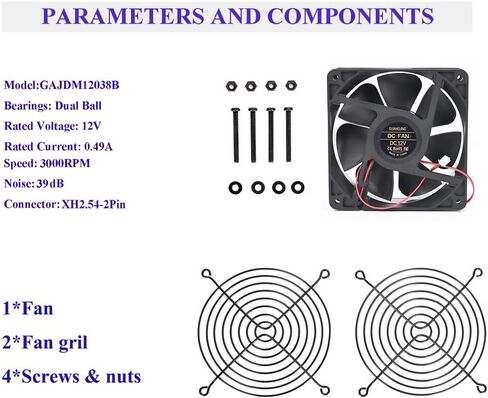 1238 مروحة 120 مم 38 مم DC 12V 2Pin عالية CFM فرش مزدوج كروي 5000 دورة في الدقيقة in Kuwait