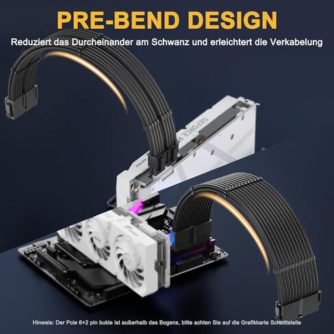 Sirlyr PSU Cable Extension,Customed Pre-Bend PC Power Supply Cable,1x 24 Pin ATX / 1x 8 (4+4) Pin EPS/Longer 2X 8 (6+2) Gold-Plated Pin Pcie,Nylon Sleeved Chartreuse Black,4 Kits in Kuwait