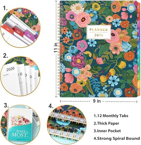 2025-2026 Planner - 2025-2026 Planner Weekly and Monthly, Jul. 2025 - Jun. 2026, Calendar/Organizer 25-26, 9" x 11", Premium Paper, Twin-wire Binding in Kuwait