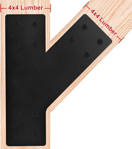 4 Pcs 3'' Width 45 Degree Angle Flat T Bracket for 4x4 Post or Beam, 45-Degree Plate Leg Bracket, Roof Pitch Truss Frame Mending Plate, 11 Gauge Steel in Saudi Arabia