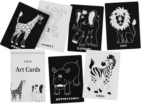 Lalo Art Cards - High Contrast Baby Cards, Black and White Baby Cards, Printed with Soy-Based Ink, Set of 9 High Contrast Cards, Ideal Baby Gift for Development - Farm Animals in Kuwait