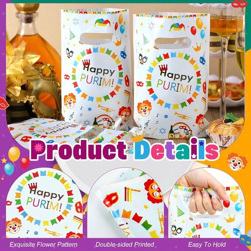 Thenshop 100 Pcs Spring Floral Bags Tulip Plastic Gift Bags with Handles Flower Print Treat Bags Butterfly Snacks Bags Tulip Theme Bags Goodie Bags Bulk for Spring Birthday Party Supplies in Kuwait