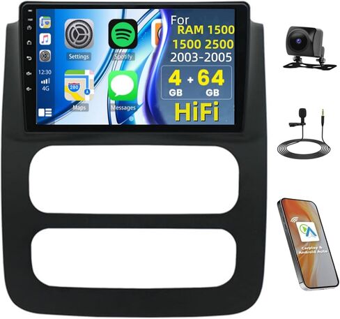 Android 13.0 Double Din Car Stereo - 9 Inch Touch Screen Car Radio Android Auto CarPlay Car Audio Multimedia Receiver with GPS Bluetooth ＆ Backup Camera for Dodge Ram 1500 2500 3500 2003-2005 in Kuwait