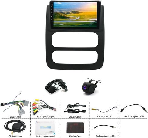 Android 13.0 Double Din Car Stereo - 9 Inch Touch Screen Car Radio Android Auto CarPlay Car Audio Multimedia Receiver with GPS Bluetooth ＆ Backup Camera for Dodge Ram 1500 2500 3500 2003-2005 in Kuwait