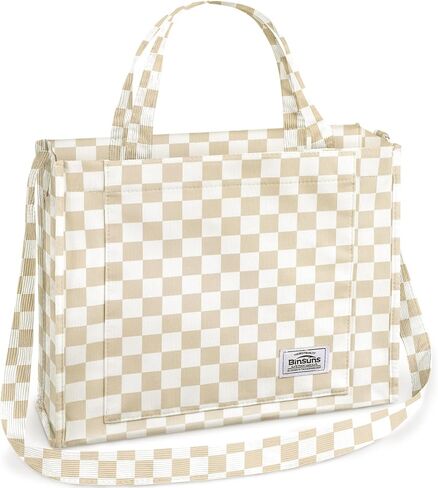 حقيبة حمل نسائية من BINSUNS - حقيبة يد كبيرة الحجم وحقيبة يد جمالية - حقيبة يد للعمل المدرسي والسفر والتسوق على الشاطئ (بني) in Kuwait