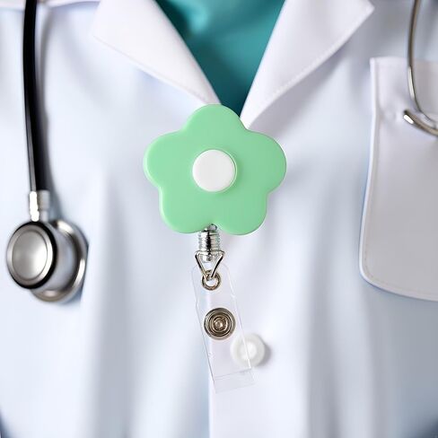 Blue Cute Badge Reel Retractable Flower Floral Nurse Badge Holder Clips Reels ID Name Clip Tag for Nursing Nurses Teacher Pharmacy Medical Lanyards Accessories，Identification Badges and Supplies in Kuwait