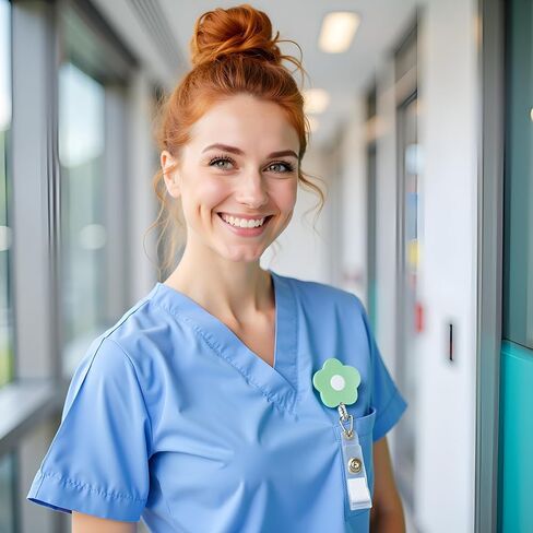 Blue Cute Badge Reel Retractable Flower Floral Nurse Badge Holder Clips Reels ID Name Clip Tag for Nursing Nurses Teacher Pharmacy Medical Lanyards Accessories，Identification Badges and Supplies in Kuwait