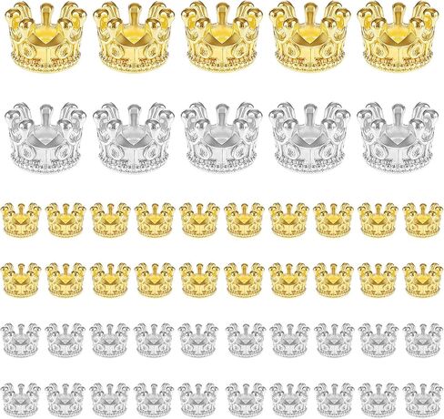 سحر التاج ، 50 جهازًا كواتير مصغرة للحرف ثلاثية الأبعاد كينج كينج كراون حبات الفواصل الكبيرة للفواصل لسباق سوار قلادة مجوهرات DIY (الذهب) in Kuwait