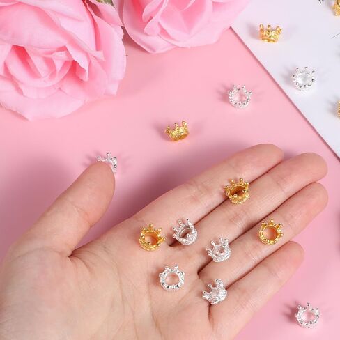 سحر التاج ، 50 جهازًا كواتير مصغرة للحرف ثلاثية الأبعاد كينج كينج كراون حبات الفواصل الكبيرة للفواصل لسباق سوار قلادة مجوهرات DIY (الذهب) in Kuwait