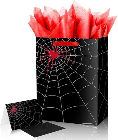 حقيبة هدايا ysmile Spider لـ Boy Black Red Design for Birthday Party Spider Decoration Web Web in Kuwait