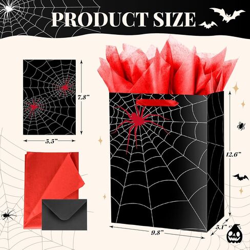 حقيبة هدايا ysmile Spider لـ Boy Black Red Design for Birthday Party Spider Decoration Web Web in Kuwait