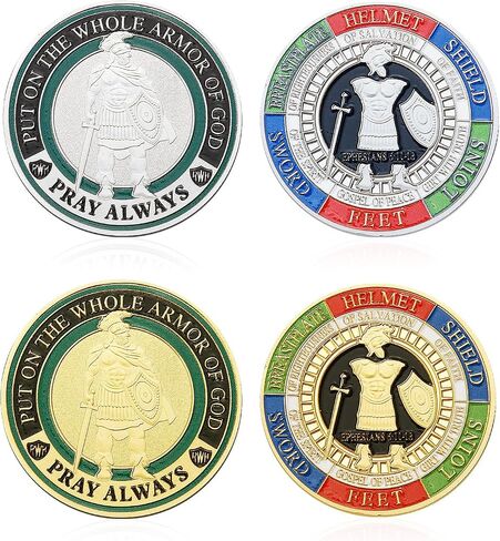 10 Pcs Armor of God Coins, Full Armor of God Custom Coin Set, Christian Religious Prayer Tokens,Bible Study, Military Gifts in Kuwait