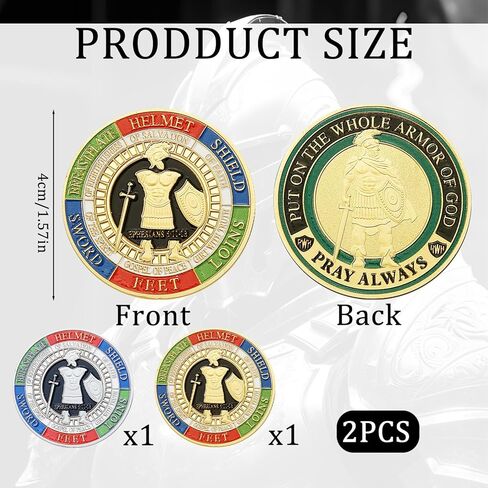 10 Pcs Armor of God Coins, Full Armor of God Custom Coin Set, Christian Religious Prayer Tokens,Bible Study, Military Gifts in Kuwait