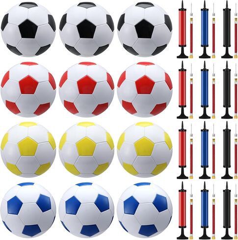 25 Pcs Deflated Size 5 Soccer Balls with 25 Pcs Pumps in Bulk with Needles for Child Youth Kids Adults Christmas Charity Training Practice Game Play Gifts in Saudi Arabia