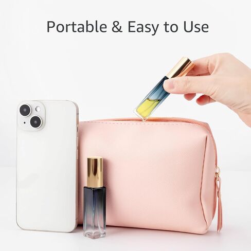 Kesell 11 Pack 10ml Spray Bottles Glass Refillable Perfume Atomizer for Travel Square Empty Bottles Containers Portable Glass Perfume Bottle Set with 5pcs Funnel and 5pcs Dropper (Black Cap) in Kuwait