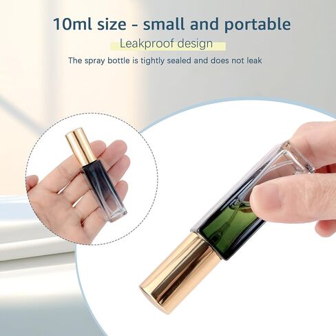 Kesell 11 Pack 10ml Spray Bottles Glass Refillable Perfume Atomizer for Travel Square Empty Bottles Containers Portable Glass Perfume Bottle Set with 5pcs Funnel and 5pcs Dropper (Black Cap) in Kuwait