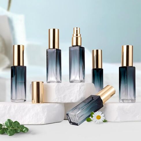 Kesell 11 Pack 10ml Spray Bottles Glass Refillable Perfume Atomizer for Travel Square Empty Bottles Containers Portable Glass Perfume Bottle Set with 5pcs Funnel and 5pcs Dropper (Black Cap) in Kuwait