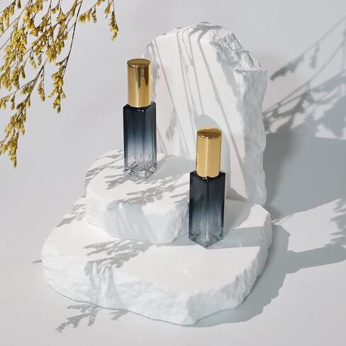 Kesell 11 Pack 10ml Spray Bottles Glass Refillable Perfume Atomizer for Travel Square Empty Bottles Containers Portable Glass Perfume Bottle Set with 5pcs Funnel and 5pcs Dropper (Black Cap) in Kuwait