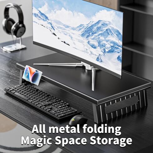 حامل شاشة قابلة للطي بالكامل ، Long760mm ， 80 كجم من المكتب المكتبي الثقيل ، وتصميم لتوفير الفضاء القابل للطي ، وحامل الهاتف القابل للفصل وقاعدة مضادة للانزلاق لاستقرار المكتب المنزلي in Kuwait