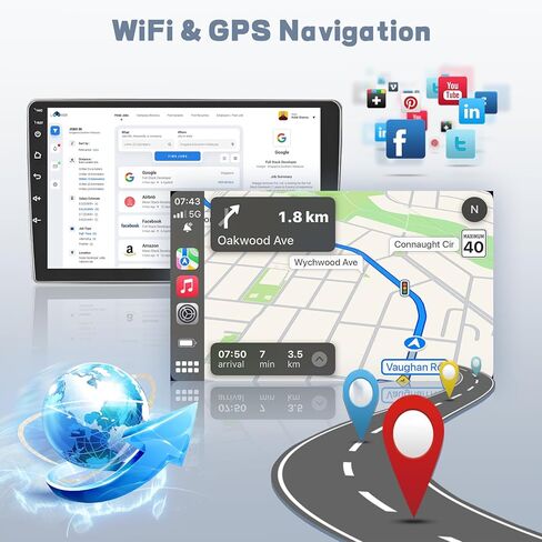 Hikity Android Car Stereo for Toyota Matrix 2009-2014 Radio 2+64GB 9 بوصة تعمل باللمس راديو السيارة اللاسلكي Carplay Android Auto Support GPS Navigation WiFi Bluetooth FM EQ كاميرا احتياطية in Kuwait