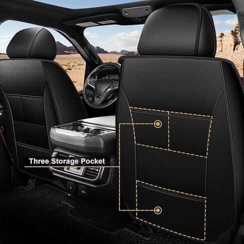 أغطية مقاعد أمامية من YORKNEIC مناسبة لشاحنة Jeep Wrangler 2007-2025 أغطية مقاعد جلدية مقاومة للماء (قطعتان أماميتان، أسود) in Saudi Arabia
