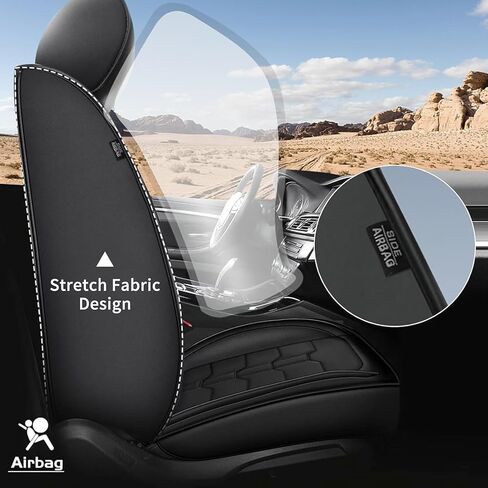 أغطية مقاعد أمامية من YORKNEIC مناسبة لشاحنة Jeep Wrangler 2007-2025 أغطية مقاعد جلدية مقاومة للماء (قطعتان أماميتان، أسود) in Saudi Arabia