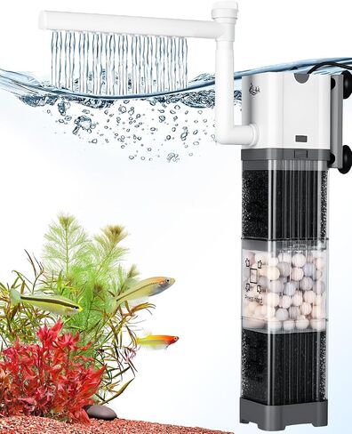 مرشح AQQA Aquarium Sponge Filter مرشح خاضع للمرشحات الفائقة الصخرية من مرشحات الأسماك الهادئة 2 في 1 مع الترشيح والتهوية مع إسفنجة احتياطية واحدة لخزان سمك الروبيان بيتا 30-120 جالون in Kuwait