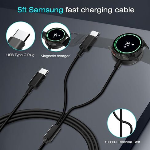 Galaxy Watch Charger Compatible Galaxy Watch 7/6/6 Classic/5 Pro/5/4 Classic/3 Active2/1, 2-in-1 USB C Fast Charging Cable, 25W Super Fast Charger for Galaxy S24/S23/S22/21/20 Note/Z Fold 6 (5ft) in Kuwait