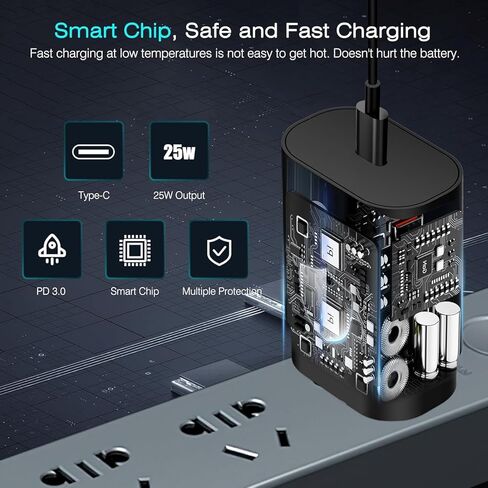 Galaxy Watch Charger Compatible Galaxy Watch 7/6/6 Classic/5 Pro/5/4 Classic/3 Active2/1, 2-in-1 USB C Fast Charging Cable, 25W Super Fast Charger for Galaxy S24/S23/S22/21/20 Note/Z Fold 6 (5ft) in Kuwait