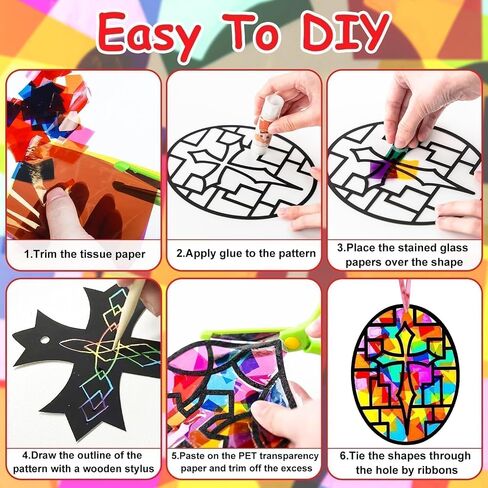 Eggsun 36 Sets Butterfly Suncatchers Craft Kit للأطفال الحلي الزجاجية الملون الفنون والمجموعة الحرفية لمشاريع عيد ميلاد العطلة في الفصل الدراسي تفضل الزخارف الأعمار 4 8 12 in Saudi Arabia