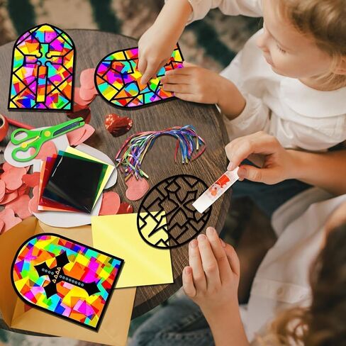 Eggsun 36 Sets Butterfly Suncatchers Craft Kit للأطفال الحلي الزجاجية الملون الفنون والمجموعة الحرفية لمشاريع عيد ميلاد العطلة في الفصل الدراسي تفضل الزخارف الأعمار 4 8 12 in Saudi Arabia