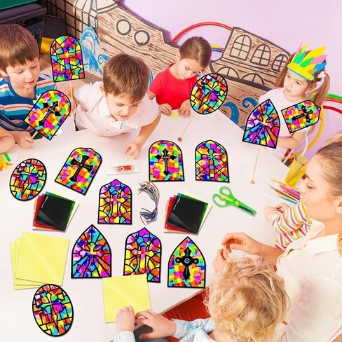 Eggsun 36 Sets Butterfly Suncatchers Craft Kit للأطفال الحلي الزجاجية الملون الفنون والمجموعة الحرفية لمشاريع عيد ميلاد العطلة في الفصل الدراسي تفضل الزخارف الأعمار 4 8 12 in Saudi Arabia
