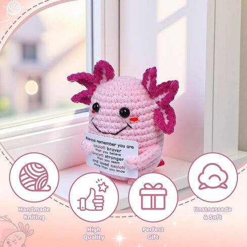 حيوانات كروشيه إيجابية لعبة Axolotl ، الدعم الملهم العاطفي المصنوع يدويًا ، الكروشيه كروشيه Axolotl ديكور ، أشياء عصرية ، هدايا للفتيات المراهقات أصدقاء عيد ميلاد التخرج عيد الميلاد مخزن عيد الميلاد in Kuwait