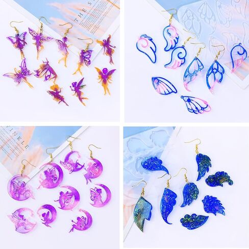 XBYzuzi 104Pcs Geometric Resin Earring Molds Kit, Irregular Shaped Earrings Silicone Mold for Epoxy Resin Dangle Drop Jewelry Molds Making Kit with 100 Earring Hook for Earrings Necklace Pendants in Kuwait