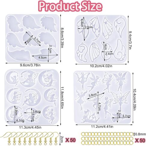 XBYzuzi 104Pcs Geometric Resin Earring Molds Kit, Irregular Shaped Earrings Silicone Mold for Epoxy Resin Dangle Drop Jewelry Molds Making Kit with 100 Earring Hook for Earrings Necklace Pendants in Kuwait