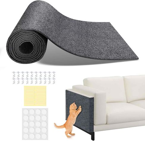 Anti Cat Scratch Furniture Protector - Trimmable Stick-on Sofa Guard Mat, Multi-Surface Protector for Leather Couches, Walls & Cat Towers, 78.7"x15.8" Peel-and-Stick (Dark Gray) in Saudi Arabia