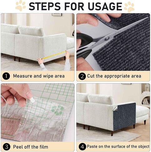 Anti Cat Scratch Furniture Protector - Trimmable Stick-on Sofa Guard Mat, Multi-Surface Protector for Leather Couches, Walls & Cat Towers, 78.7"x15.8" Peel-and-Stick (Dark Gray) in Saudi Arabia