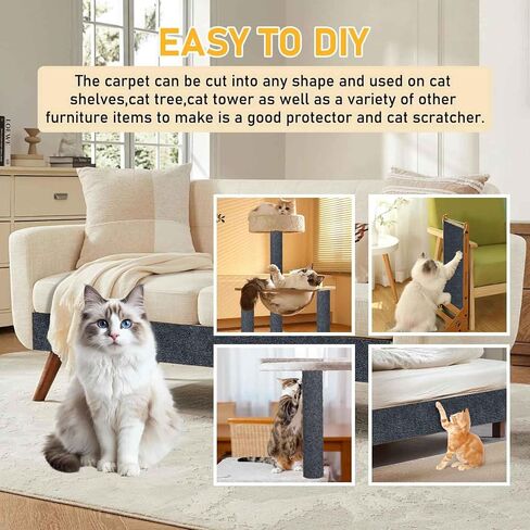 Anti Cat Scratch Furniture Protector - Trimmable Stick-on Sofa Guard Mat, Multi-Surface Protector for Leather Couches, Walls & Cat Towers, 78.7"x15.8" Peel-and-Stick (Dark Gray) in Saudi Arabia