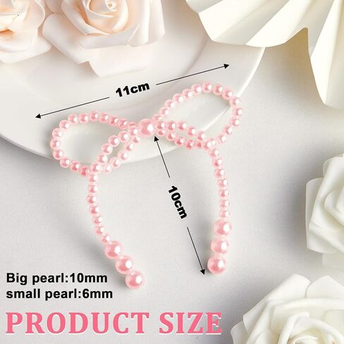 30 Pcs Pearl Bow Cake Decorations White Pearls Bow Knot Cupcake Toppers for Children's Birthday Wedding Bridal Baby Shower Bachelorette Party Supplies Flower Wrapping Decoration DIY Cake Decorations in Saudi Arabia