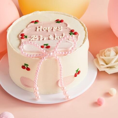 30 Pcs Pearl Bow Cake Decorations White Pearls Bow Knot Cupcake Toppers for Children's Birthday Wedding Bridal Baby Shower Bachelorette Party Supplies Flower Wrapping Decoration DIY Cake Decorations in Saudi Arabia